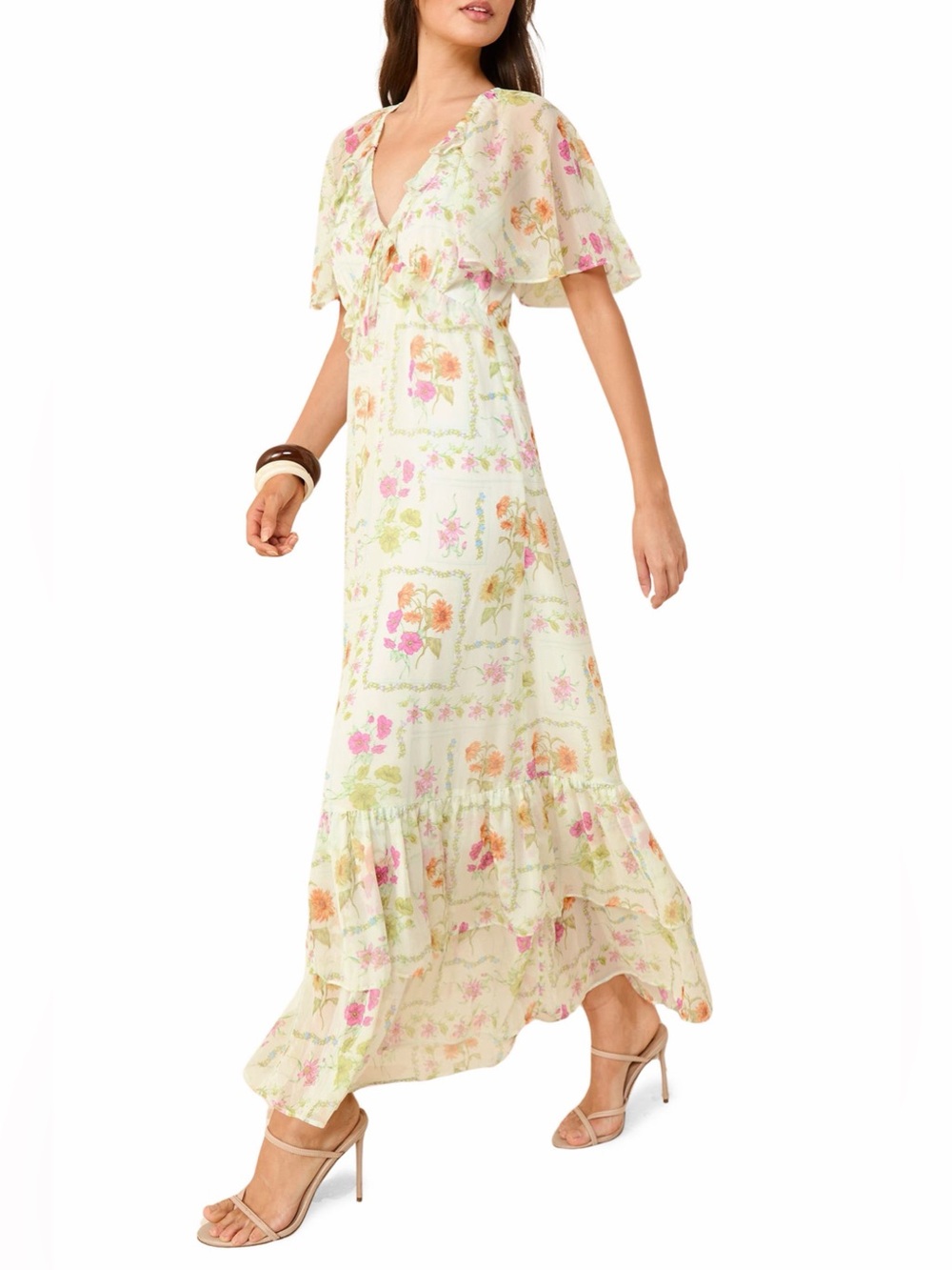 NWOT Millie Mackintosh Friends Like These Floral Ruffle Maxi Dress US 4